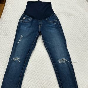 AG Adriano Goldschmied 29R Women's Maternity Blue Denim Pull Up Jeans USA Made